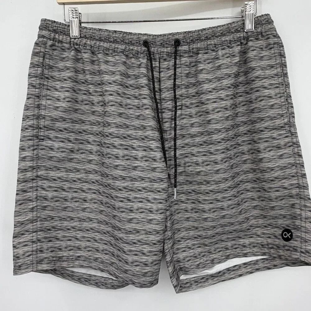 Outerknown Heathered Black Gray Spaced Dye Athletic Training Shorts Size Large